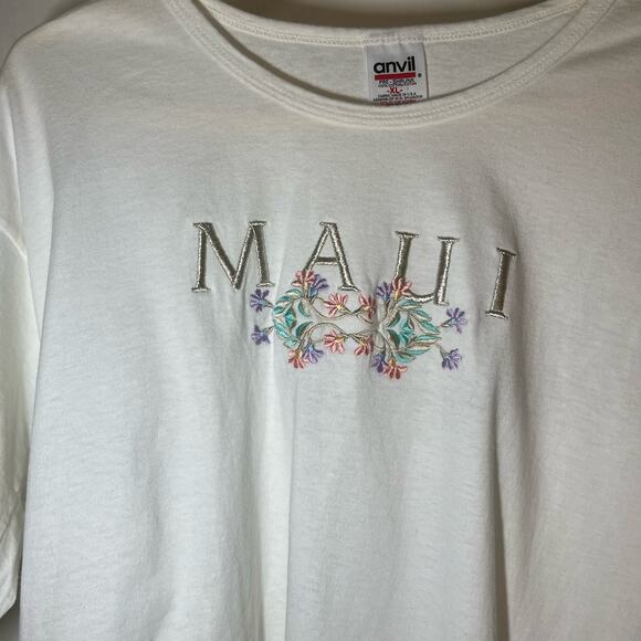 5/$15 Short Sleeve Vintage Cream Colored Maui Graphic T-Shirt Size XL - Picture 4 of 4